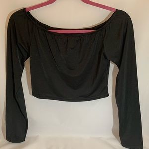 Long sleeve black off the shoulder crop top